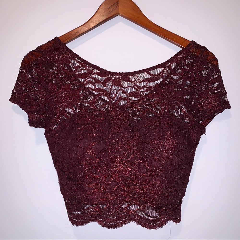 Two Piece Maroon Lace Set (Size 3)
